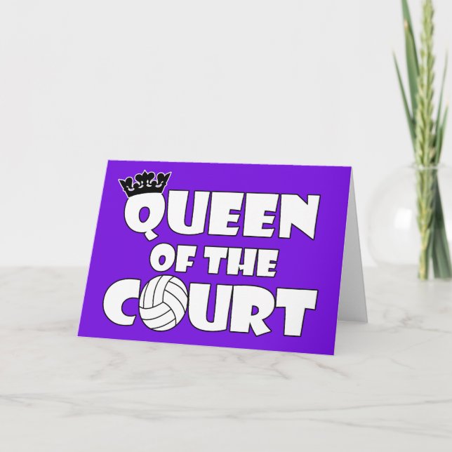 Girls Volleyball Queen of the Court Custom Colour Thank You Card (Front)