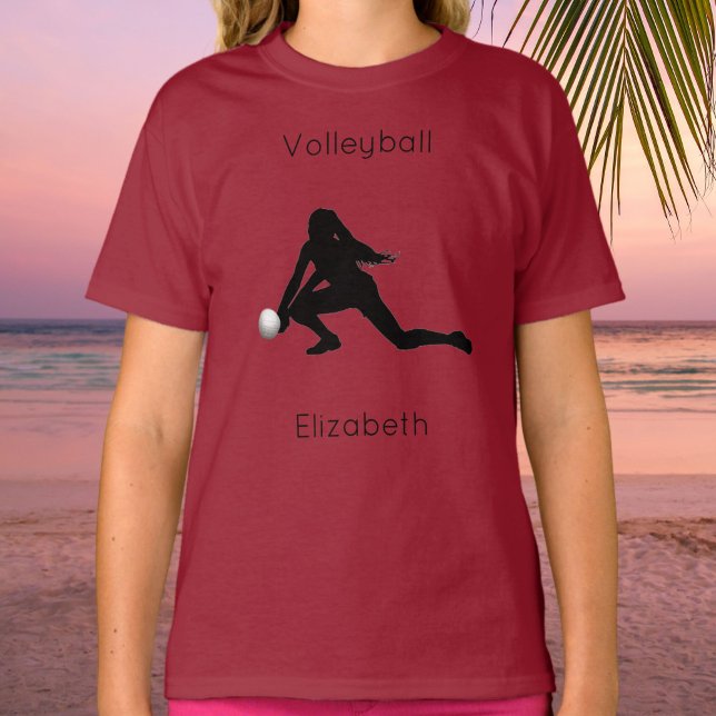Girls Volleyball T-Shirt (Volleyball Tee with Name)