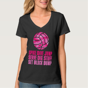 Girls' Volleyball Teens Spike Dive Player Pink Cam T-Shirt