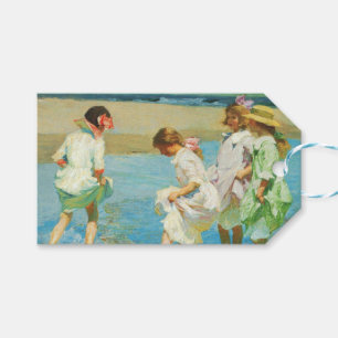 Girls Walking in Water at the Seaside Gift Tags