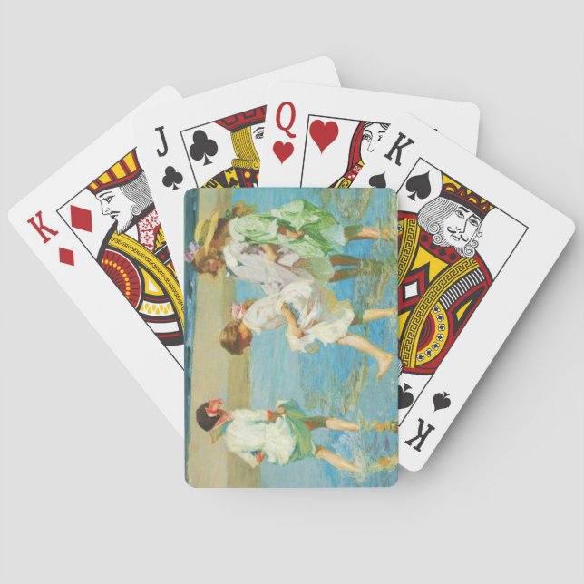 Girls Walking in Water by the Seashore at a Beach Playing Cards (Back)