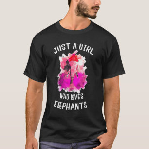 Girls Watercolor Elephant Just A Girl Who Loves El T-Shirt