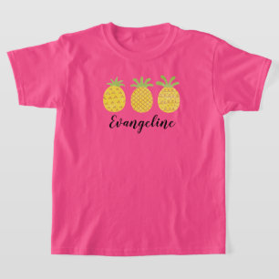 Girls Watercolor Pineapple Trio  T-Shirt