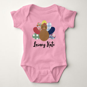 Girls Watercolor Plaid Floral Turkey Baby  Baby Bodysuit