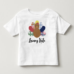 Girls Watercolor Plaid Floral Turkey  Toddler T-sh T-Shirt