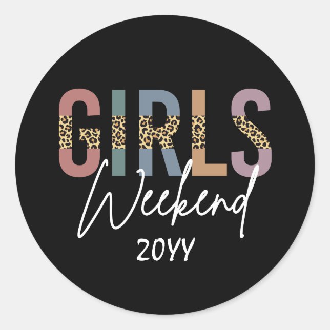 Girls Weekend Cheetah Print Girls trip getaway Classic Round Sticker (Front)
