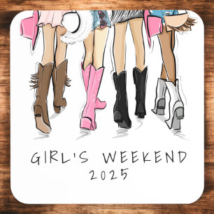 Girls Weekend Cowboy Boots Favour Coaster