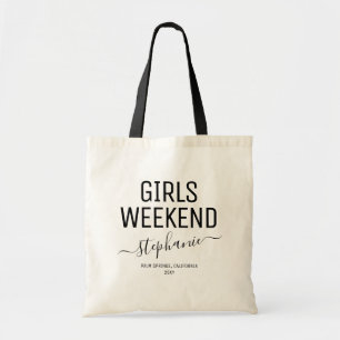 Girls Weekend Custom Destination Date Name Tote Bag