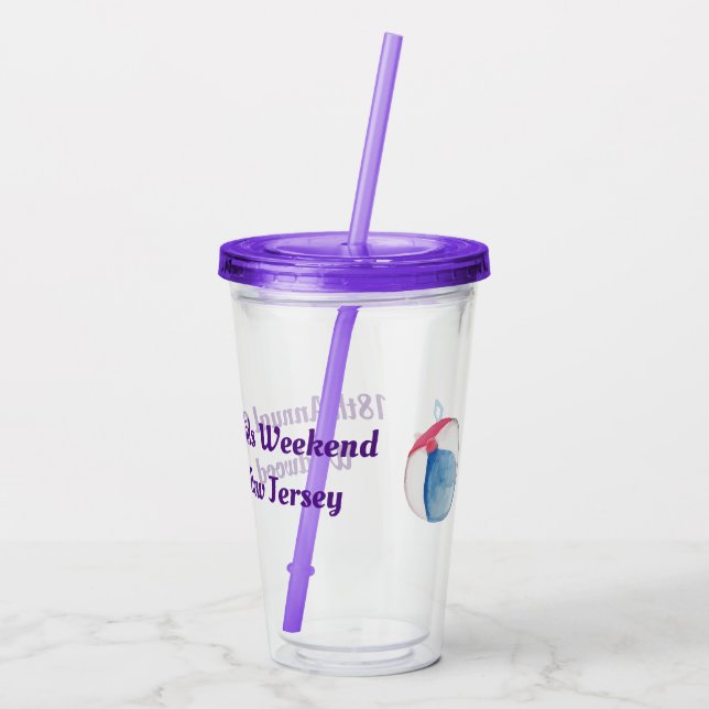 Girls Weekend Customizable w Bucket & Beach Ball Acrylic Tumbler (Back)