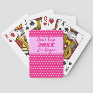 Girls Weekend Cute Pink Polka Dot Best Friend Trip Playing Cards