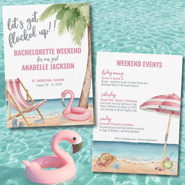 Girls Weekend Funny Beach Bachelorette Invitation (Funny Beach Bachelorette Party Weekend Invitation)