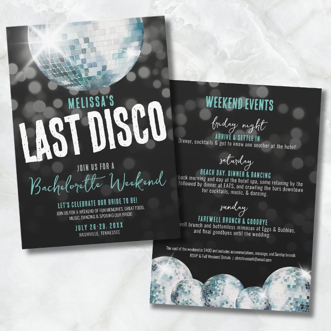 Girls Weekend Last Disco Bachelorette Invitation (Girls Weekend Last Disco Bachelorette Invitation)