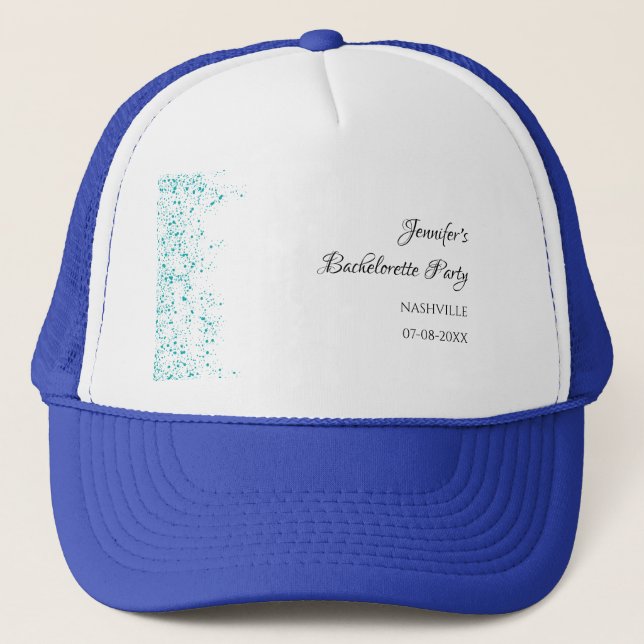 Girls weekend mocktail bachelorette party blue trucker hat (Front)