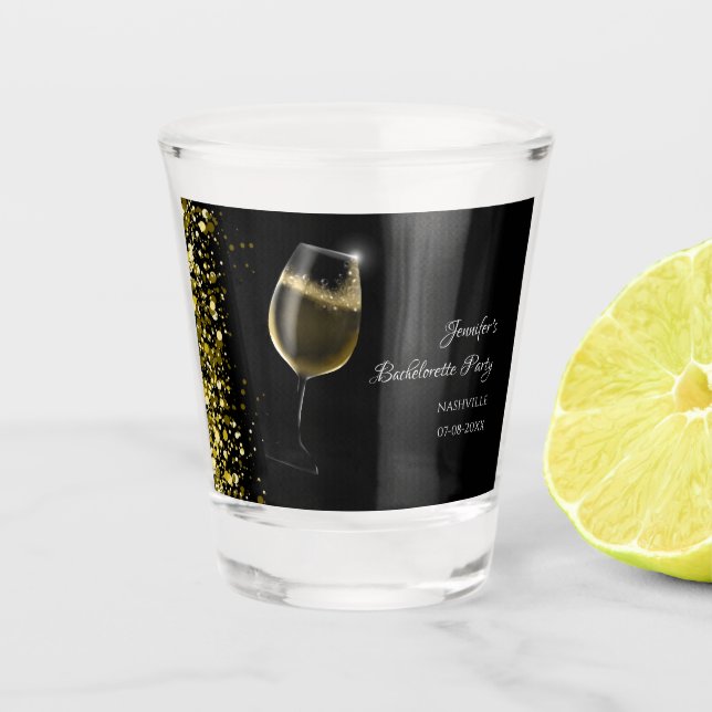 Girls weekend mocktail bachelorette party gold shot glass (Front)