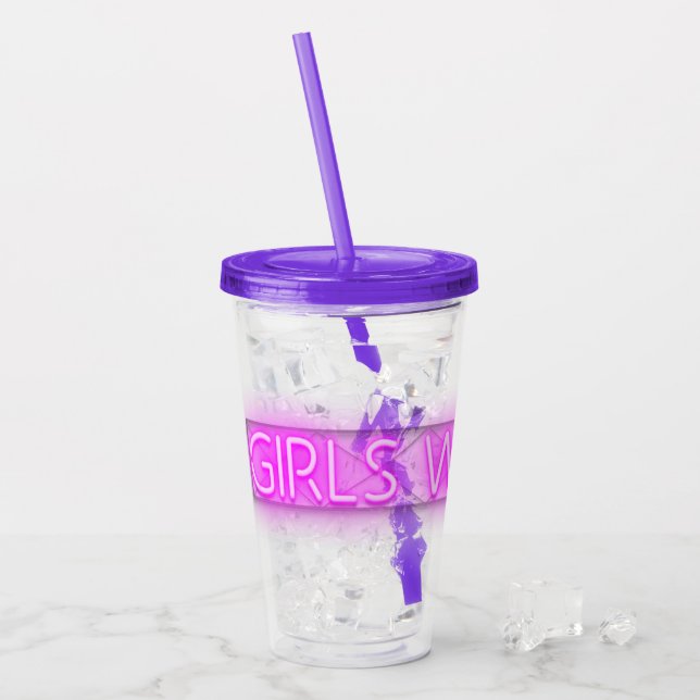 GIRLS WEEKEND Neon LED Sign  Acrylic Tumbler (Front Ice)