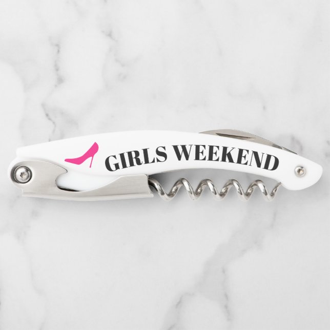Girls weekend party cork screw wine bottle opener (Front)