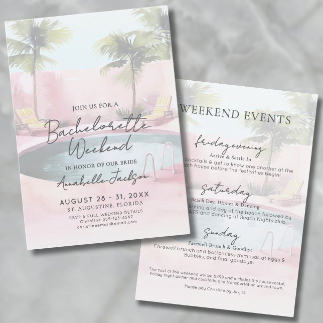 Girls Weekend Pink Pool Bachelorette Party Invitation (Girls Weekend Pink Pool Bachelorette Party Invitation)