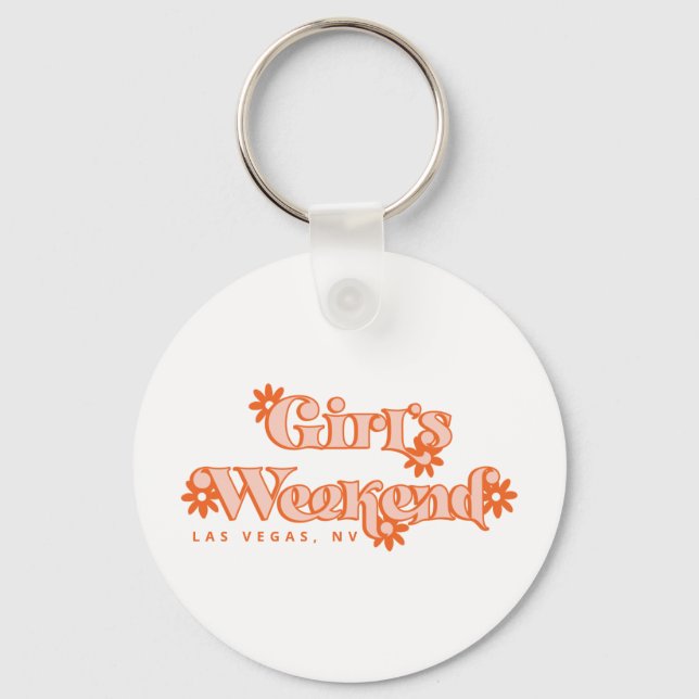 Girls Weekend Retro Modern Bachelorette Party Key Ring (Front)