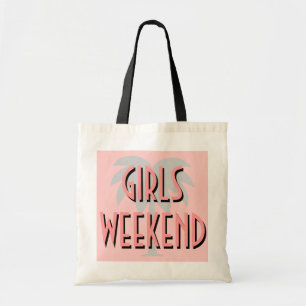 Girls weekend tote bag   Coral pink palm tree