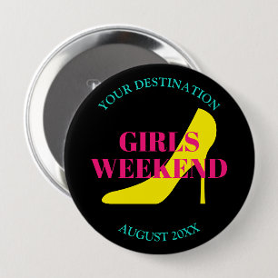 Girls weekend trip bachelorette party stiletto 10 cm round badge