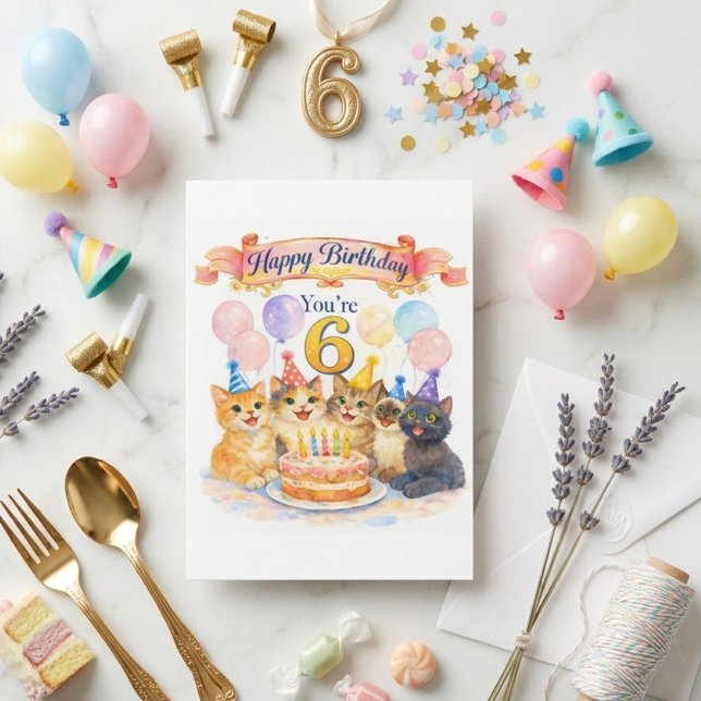  Girls Whimsical 6th Birthday Card  (Creator Uploaded)