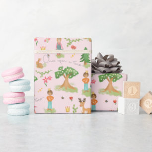 Girls Whimsical and Girly Pink Princess Birthday  Wrapping Paper