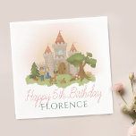 Girls Whimsical Fairytale Castle Kids Birthday Napkin<br><div class="desc">This magical and whimsical fairytale-themed kids birthday napkin design features a modern prince and princess, with an enchanted castle, butterfly’s, flowers, hares, a magical deer, and whimsical mushrooms. This “once upon a time” design can be easily personalised with your girls name and age. The perfect enchanted addition to your child's...</div>