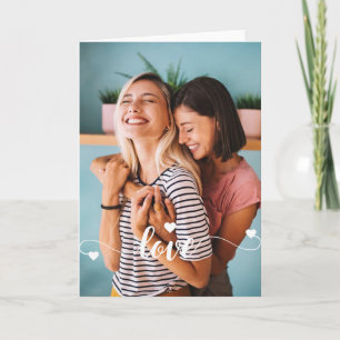 Girls White Love Script With Heart Valentine Card