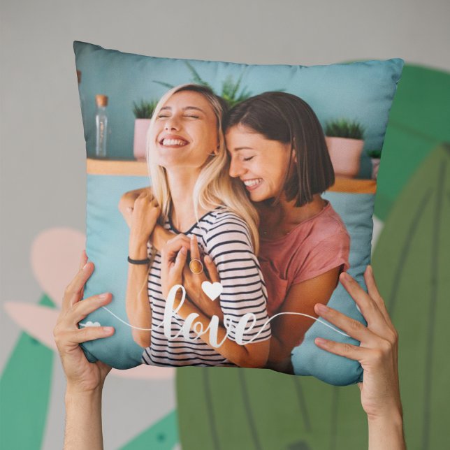 Girls White Love Script With Heart Valentine Cushion (Creator Uploaded)