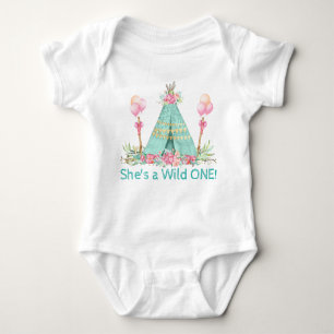Girls Wild One Teepee 1st Birthday Shirt