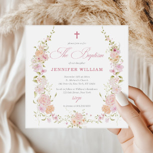 Girls Wildflower Watercolor Baptism Invitation