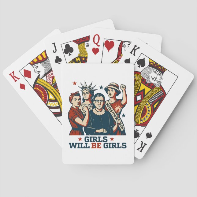 Girls Will Be Girl Feminism Women Empowerement  Playing Cards (Back)
