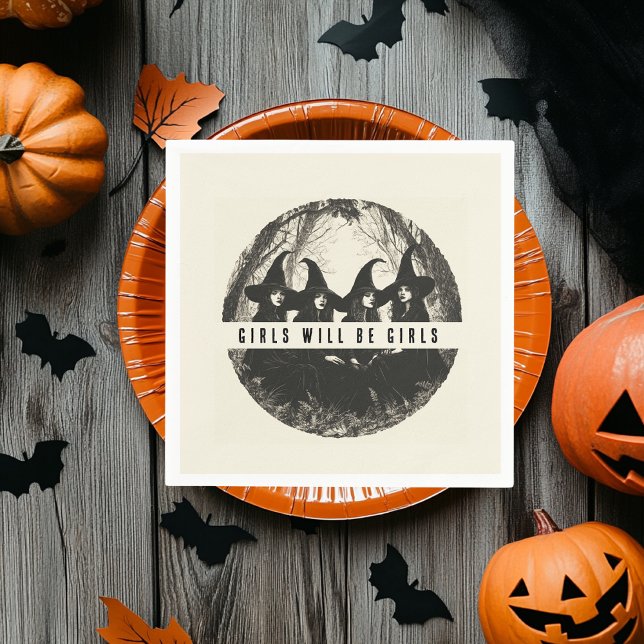 "Girls Will Be Girls | Cute Witch-Themed Halloween Napkin (Creator Uploaded)