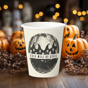 "Girls Will Be Girls   Cute Witch-Themed Halloween Paper Cups