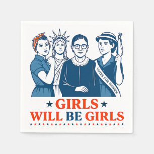 Girls Will Be Girls Patriotic Feminist 4th of July Napkin
