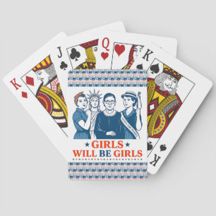 Girls Will Be Girls Patriotic Feminist 4th of July Playing Cards