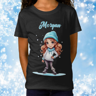 Girls Winter Ice Skate Figure Skate Personalised  T-Shirt