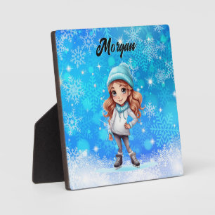 Girls Winter Ice Skate Figure Skate Snowflake Plaque