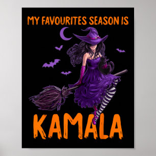 Girls Witch Halloween Cat Lady My Favourite Season Poster