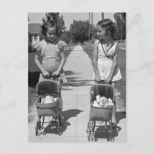 Girls with Dolls, 1941 Postcard