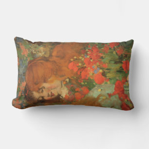 Girls With Red Poppies (by George Henry) Lumbar Cushion