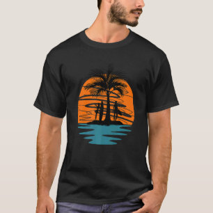 Girls With Surf Boards On Island At Sunset T-Shirt