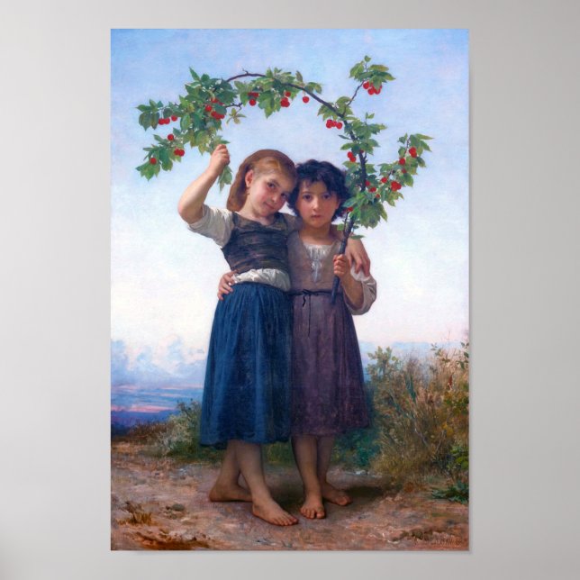 Girls with The Cherry Branch, Bouguereau Poster (Front)