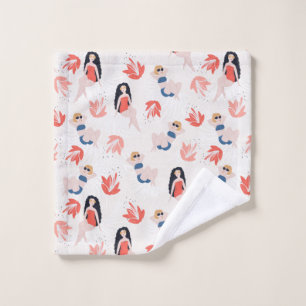 Girls with Tropical Flowers Wash Cloth