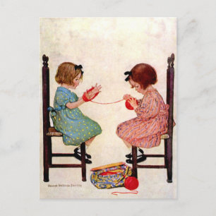 Girls With Yarn Postcard