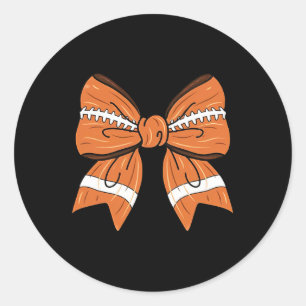 Girls Women Coquette Bow American Footll Thanksgiv Classic Round Sticker