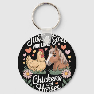 Girls Women Farmers Just A Girl Who Loves Chicken Key Ring