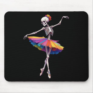 Girls Women Halloween Dancing Skeleton Rainbow Lle Mouse Pad