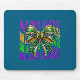 Girls Women Mardi Gras Coquette Beard Bow Mouse Pad