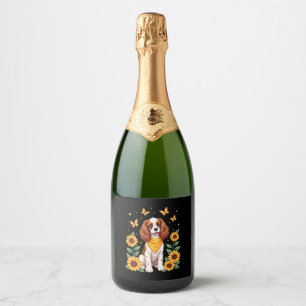 Girls Women Mom Cavalier King Charles Spaniel Dog  Sparkling Wine Label